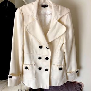 Cream classy Pea Coat NWOT